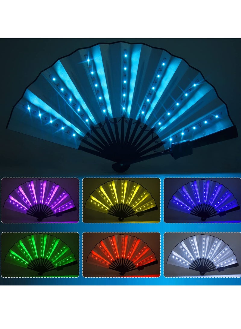 Party LED Glowing Colorful Chinese Hand Held Folding Fan with Remote Control Stage Performance Show Light Up Fan Birthday Party Dance Gift Wedding Night Bar Club Fluorescent Props - Image 1